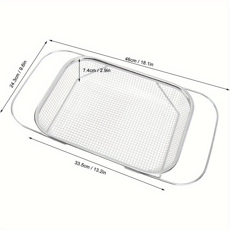 Telescopic Sink Colander, 201 Stainless Steel Adjustable Draining Basket, 13.39 x 9.45 Inch Listed Size for Washing Fruits and Vegetables in Home Kitchens