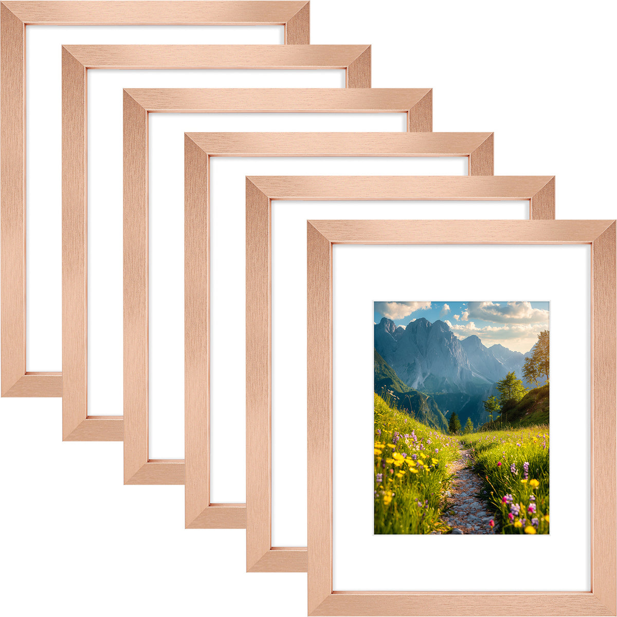 6 Packs 6x8/8x10/9x12/11x14/16x20 Picture Frames Set, Engineered Wood Gallery Wall Frame Set with Plexiglass - Wall Mounting or Tabletop Display