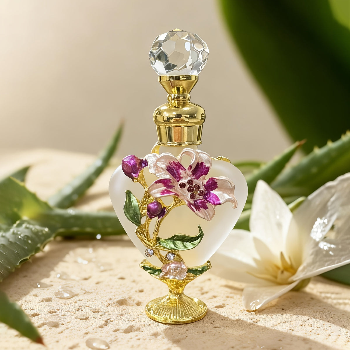 Enamel Peach Heart Bottle 0.34oz Vintage Orchid, Refillable Containers, Portable Decorative Essential Oil Bottle, Holiday Travel Perfume And Essential Oil Personal Care Dispenser Bottle, Have For The Sophisticated Girl (No Perfume, Empty Bottle Only)