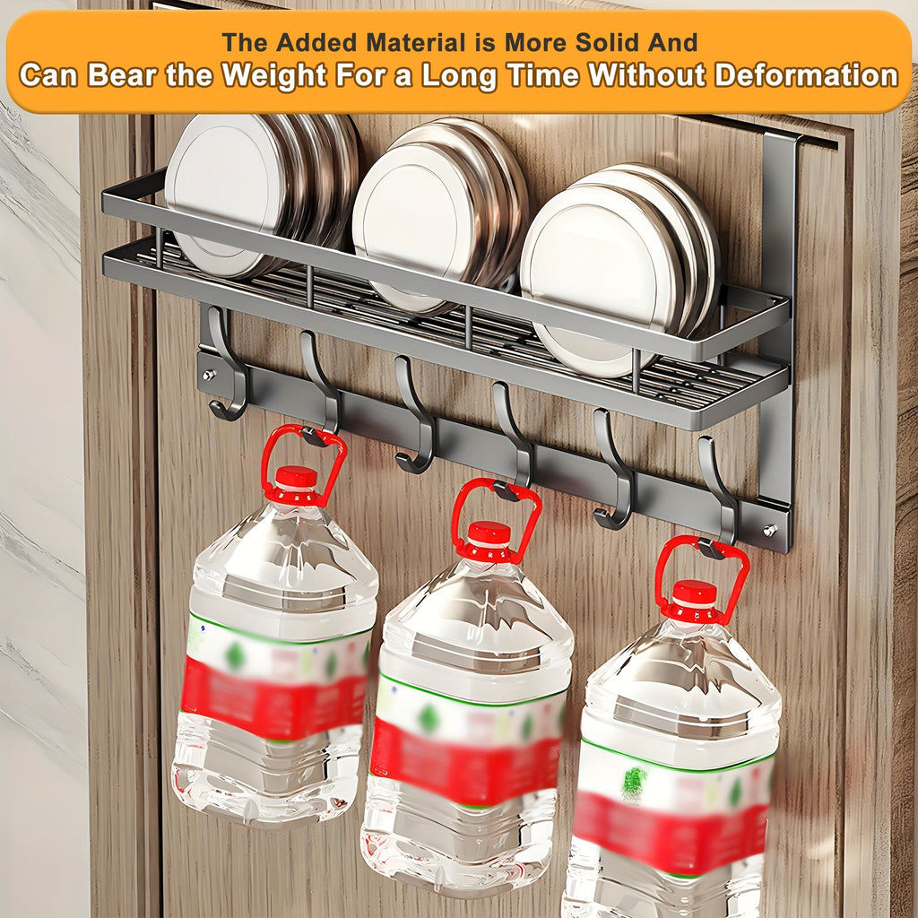 1pc Door Storage Rack with Hooks - Easy Install.Metal Construction.Multifunctional Metal Hook, Durable And Space-Saving for Bedroom, Bathroom, Or Entryway - Perfect for Clothes, Bags, Keys, And More.