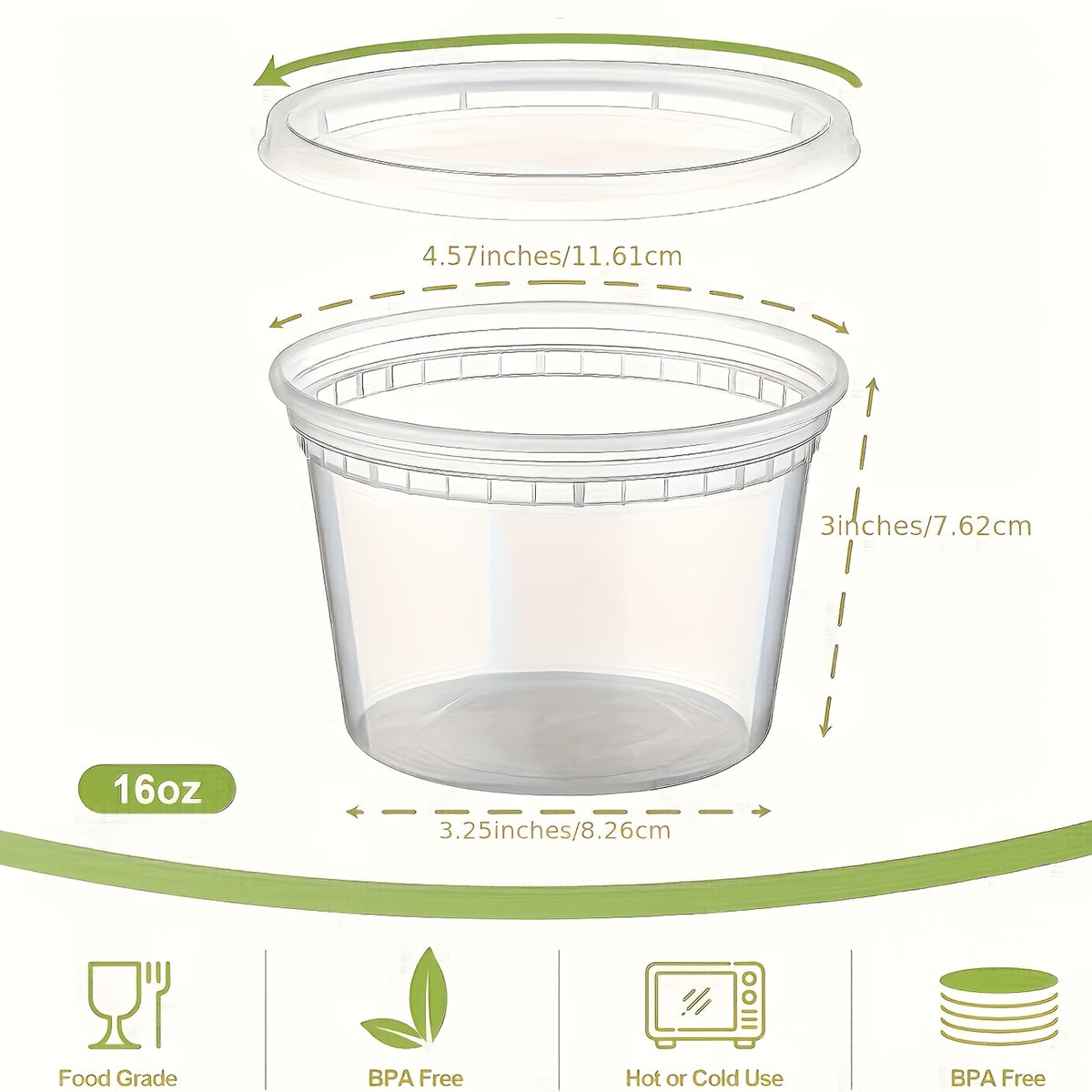 48pcs(24 Containers & 24 Lids) 16oz BPA-Free Durable Leakproof Deli Containers with Lids Set - Microwave & Dishwasher & Freezer Safe Stackable Sealed Fresh Container, Ideal Choice for Takeout Meal Preparation, Ready-to-Eat Packaging Kit