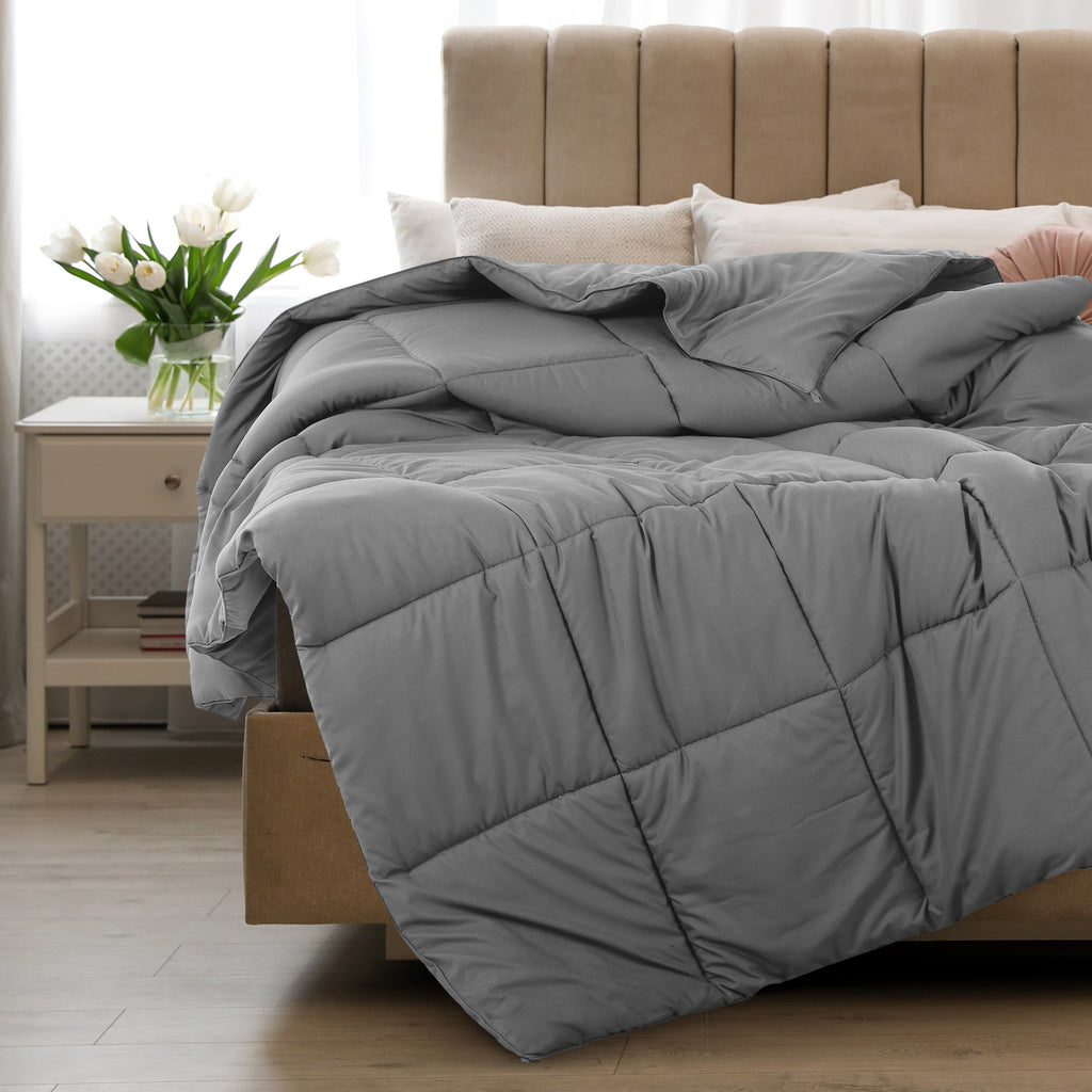 Lux Decor Comforter - All Season Quilt Comforter For Summer Sleeping With Corner Tabs - Soft, Breathable Versatile Bedding & Bedroom Decor - Luxurious Box Stitching