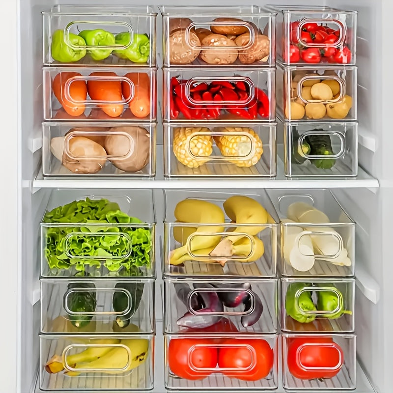 6pcs Of 1 Set, Refrigerator Organizer Bins, Food Storage Bins for Fridge, Freezer, Kitchen Cabinet, Pantry Organization, Fridge Organizer, for Kitchen, Bathroom And Bedroom, 10" Long, Transparent, Home Supplies Eid Al-Adha Mubarak