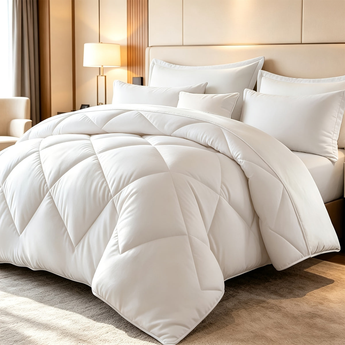 2/3pcs Solid Color Diamond Pattern Large And Extra-Large Bed Set Soft Comfortable And Lightweight Fabric Breathable Quilt Easy to Care Equipped with Quilts And Pillowcases Luxurious Quality And Ideal Gift, Random Color