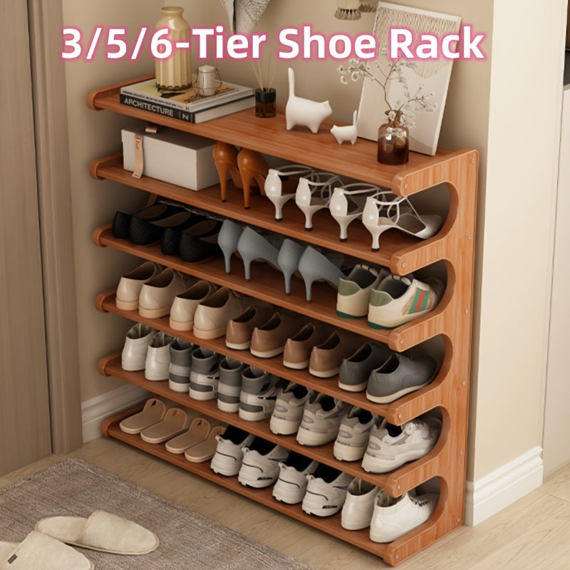 3/5/6-tier Shoe Rack, Practical Storage Shelf, Space-saving Design, Multi-layer Independent Storage Rack, Wood Grain Finish, Easy to Assemble, Self-standing Cube Shoe Storage Rack, Suitable for Dorm Rooms and Entryways, Easy to Assemble, Brown