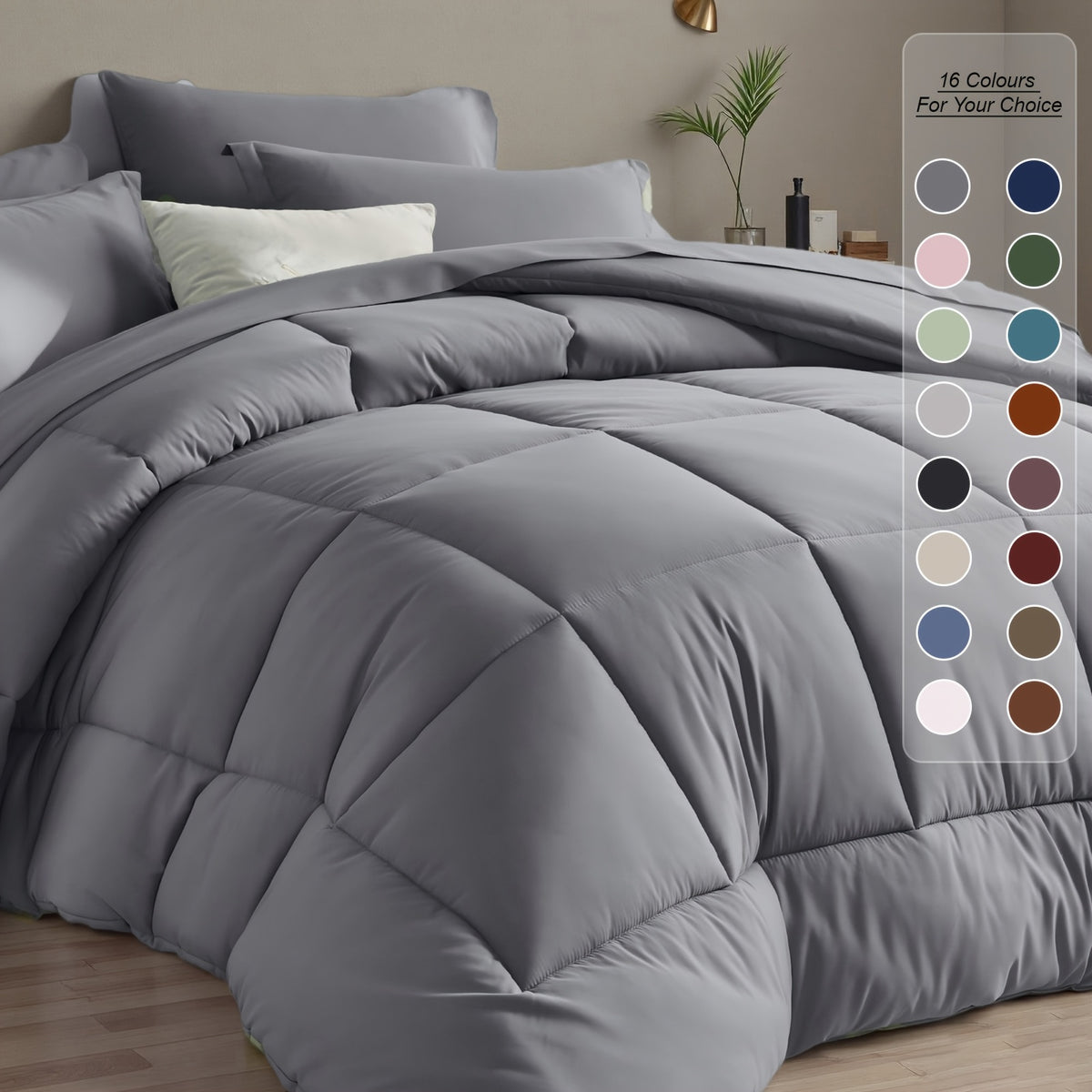 5/7pcs Luxurious Checked Pattern Comforter Set-Multiple Colors Plus Random Color Available, Breathable Comforter-Ultra Soft Fluffy Fiber Filling, Warmth For All Seasons-Bed In A Bag With Comforter, Flat Sheet, Fitted Sheet, Pillowcases