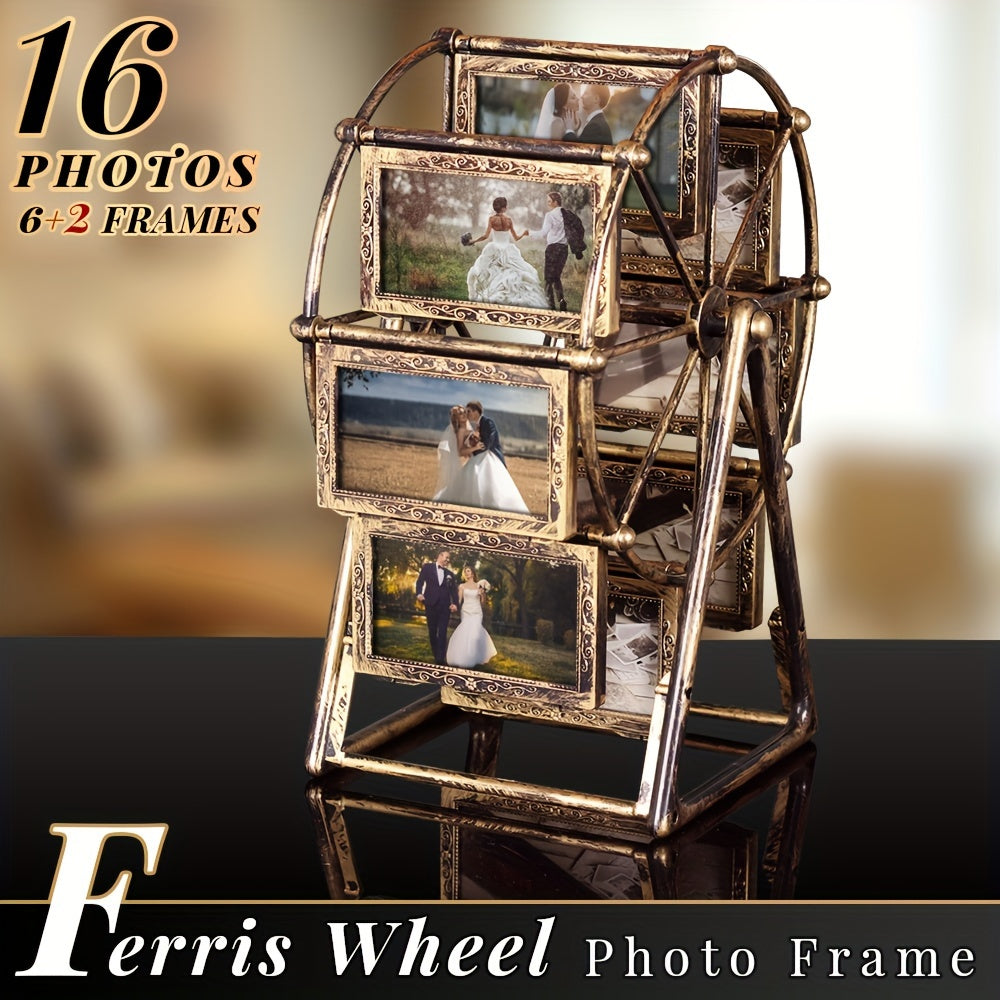 Vintage Rotating Ferris Wheel Photo Frame - 8 4-inch Photo Frames - Exquisite Living Room, Bedroom, Desk Furnishings - Perfect for Valentine'S Day, Birthday, Christmas Gifts (Frame Material ABS Plastic)