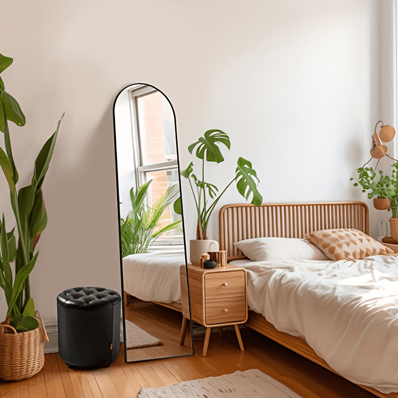 Full Length Floor Mount Mirror-Aluminum Alloy Frame-Arch Mirror Full Length HD-Full Body Mirror-for Bedroom or Living Room