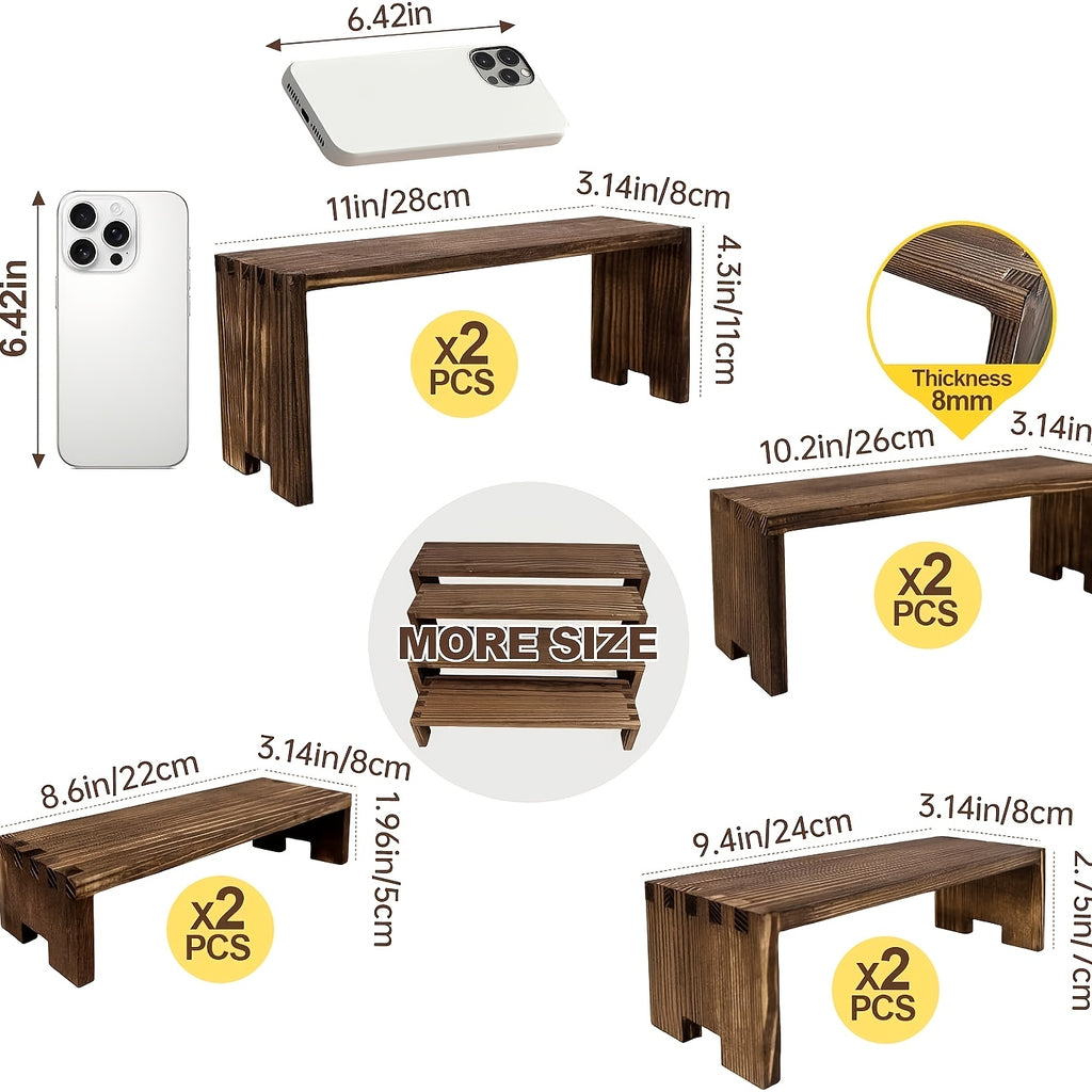 6/8pcs 2 Set Large Wooden Tiered Risers Display Stands for Vendor Events,Stackable Wooden Cupcake Display Stand,Farmhouse Decor Wood Dessert Table Display Set,Vendor Booth Display Items,Food Display Risers for Party
