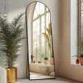 Arched Full Length Mirror, 59 x 16 Inch Full Body Dressing Mirror in Black or Gold with Freestanding, Leaning and Hanging Display for Bedroom and Living Room