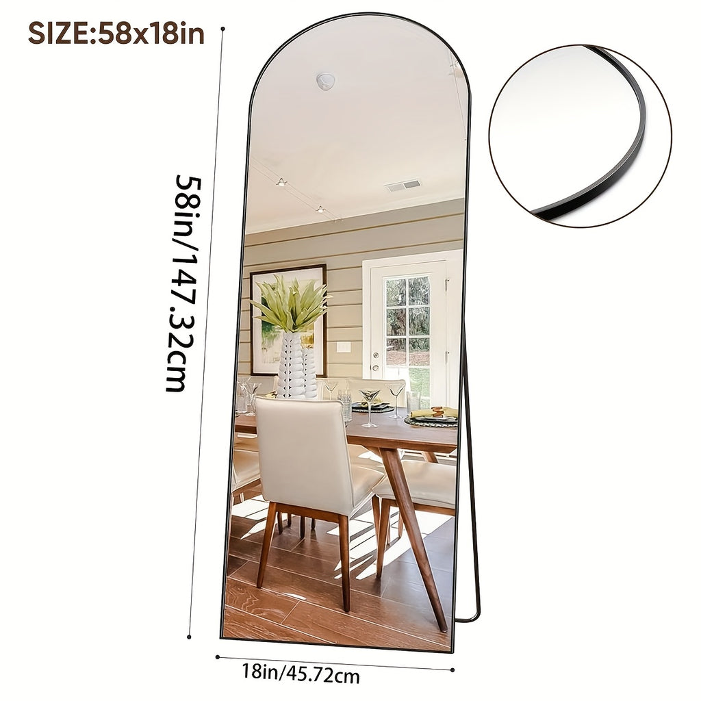 Homsion Full Length Floor Mirror - Freestanding Arched design with Sturdy Base, Large Full Body Mirror for Bedroom, Living Room, Bathroom - Space-Enhancing Elegant Home Decor Standing Mirror, Polished Surface