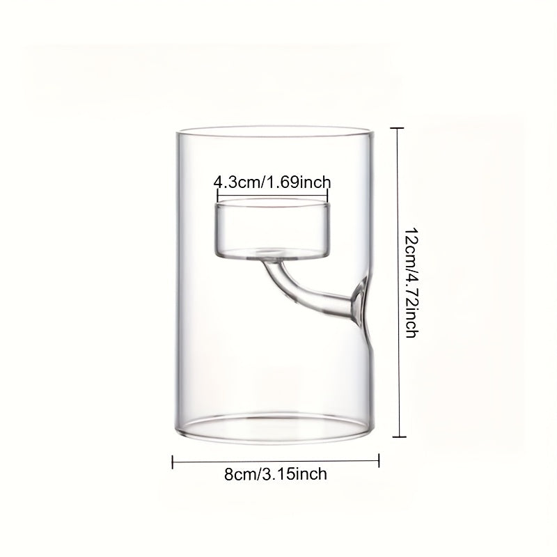 1pc European Style Cylinder Hurricane Glass Candle Holder, Oil Lamp Windproof Candle Holder, Creative Home Decoration Candlelight Dinner Gift