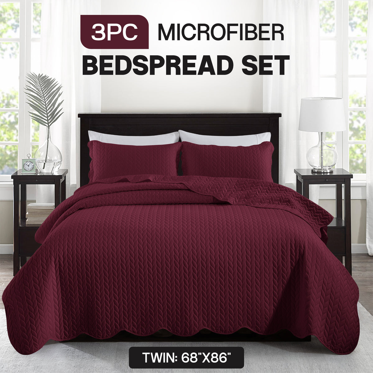 3pcs Bedspread Set Bedspreads with free Pillow Shams - Leaf Pattern Soft & Breathable Bedspread Lightweight Microfiber Bedspread - Modern Style Floral Pattern Coverlet For All Seasons - Christmas Gifts For Family And Friends (1 Bedspread, 1 Or 2 Pillow Sh