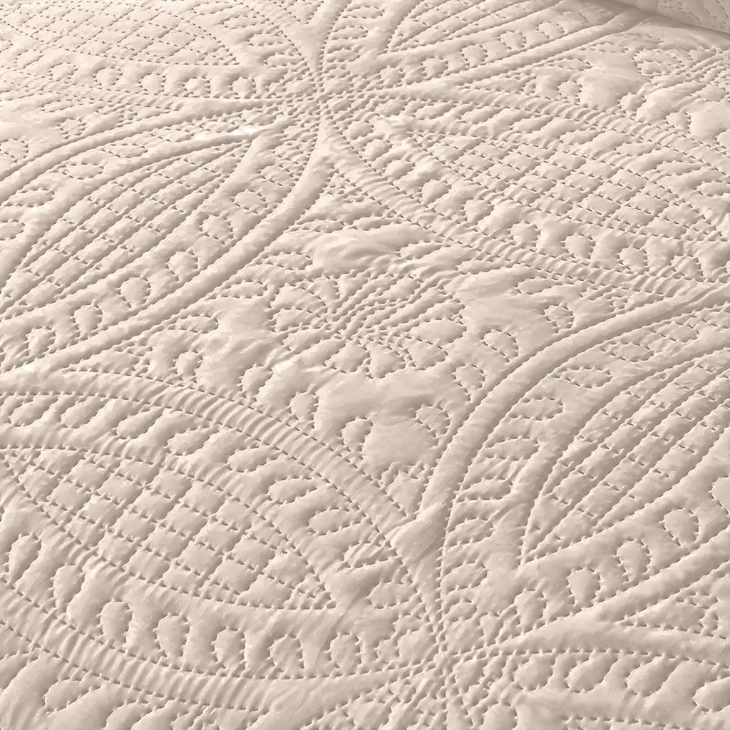 Quilt Set Bedspreads - Soft Bed Winter Quilt Lightweight Microfiber Bedspread- Modern Style Coin Pattern Coverlet for All Season - Keep Warm 3pcs (1 Quilt, 2 Pillow Shams)