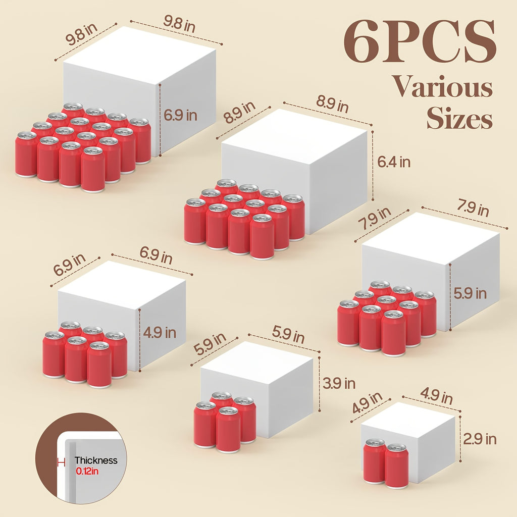 6pcs Buffet Risers, Large Food Risers for Buffet Table, Display Stand Shelf for Party, Catering, Jewelry & Collectibles, White Acrylic Nesting Boxes for Food Display (10" 9" 8" 7" 6" 5"), Gift for Valentine's Day, Birthdays, Weddings, Thanksgiving