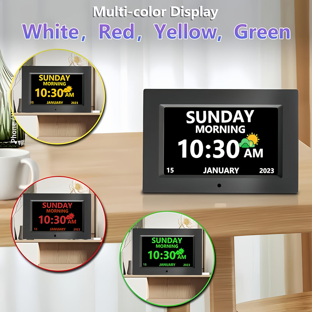 Clock with Day And Date for Elderly Large Display Digital Clock 12 Alarms 3 Medicine Reminders Large Font Dementia Clocks Alarm Clock for Seniors Day Clock