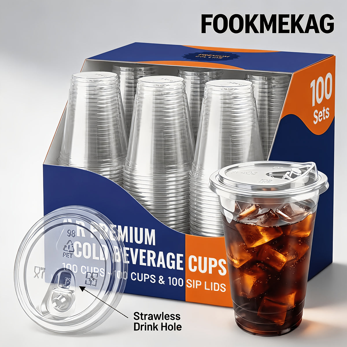 [100pcs]Clear Plastic Mug with Slanted Lid - Disposable Iced Coffee Cup, Smoothie & Cold Drink Storage Container - PET Crystal Party Mug - Perfect Choice for Mother's Day, Halloween, Christmas, Thanksgiving, Small Parties And Family Gatherings