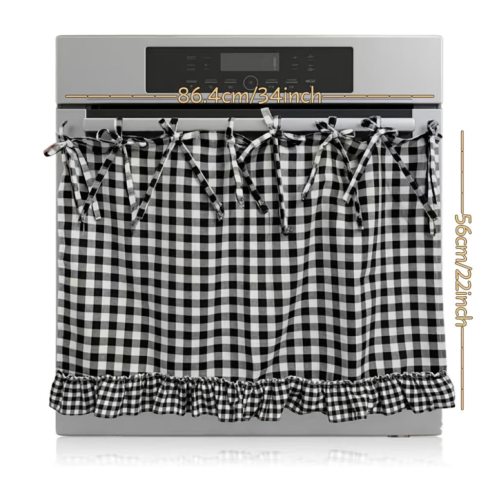 [Farmhouse Oven Skirt] Fall Autumn Farmhouse Oven Skirt Curtain, Handmade With Ruffled Edge & Tie Straps, Vintage Rustic Cottagecore Kitchen Decor, Country Style Appliance Dust Cover, Fits Ovens, Dishwashers & Washing Machines