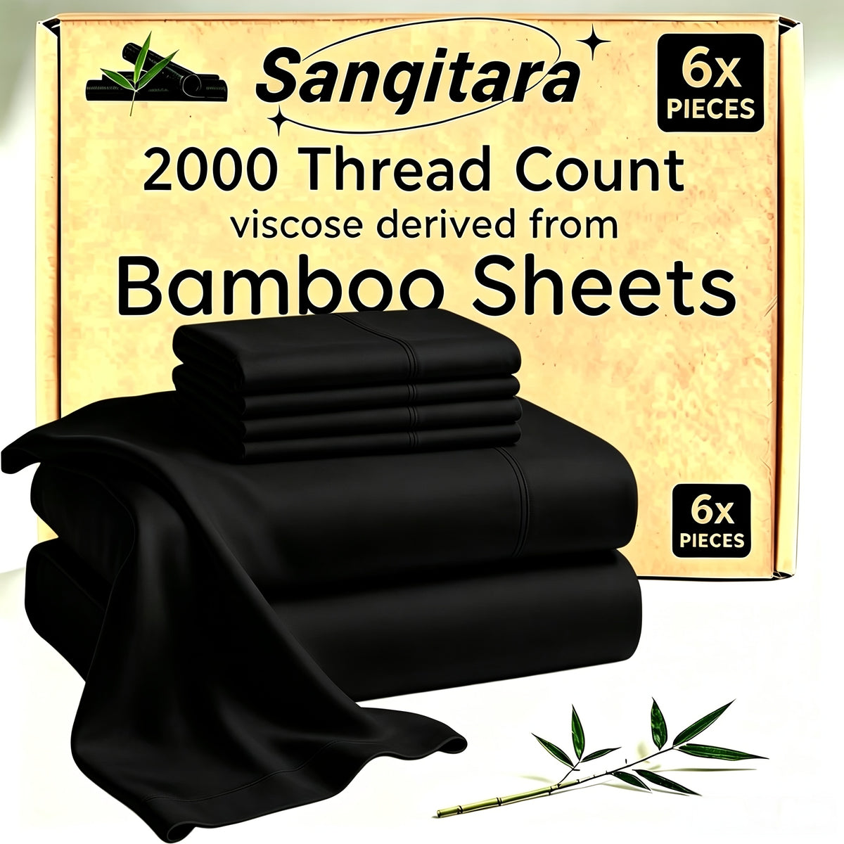 Extra Deep Pocket 10%Bamboo Fiber Bed Sheet Set - Breathable Bed Sheet - Luxury Hotel Bed Sheet Set - Soft, Wrinkle-Resistant, And Comfortable - Easily Fits Extra Deep Mattresses. Includes Pillowcases, Flat Sheet, And Fitted Sheet
