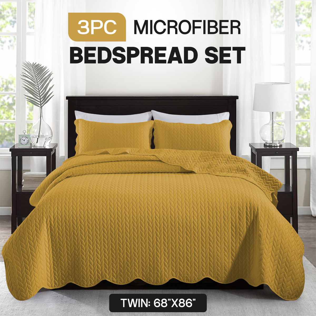 3pcs Bedspread Set Bedspreads with free Pillow Shams - Leaf Pattern Soft & Breathable Bedspread Lightweight Microfiber Bedspread - Modern Style Floral Pattern Coverlet For All Seasons - Christmas Gifts For Family And Friends (1 Bedspread, 1 Or 2 Pillow Sh