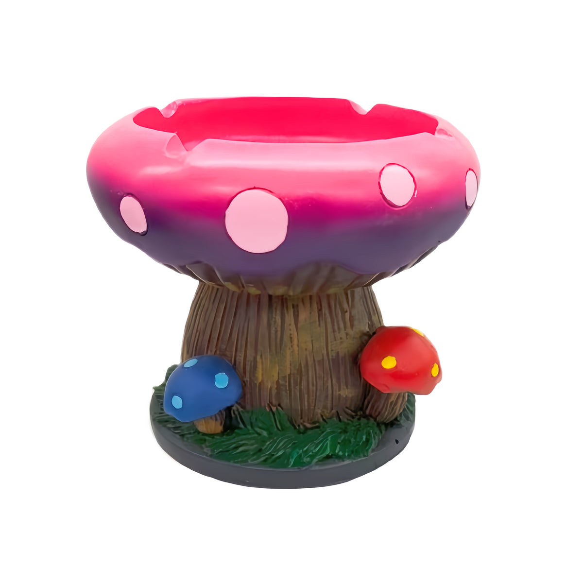 Fantastic Mushroom House Ashtray with Storage - 5.3”x4.5” Purple & Pink Resin Whimsical Mushroom-Shaped Ashtray with Cigarette Butt Slot & Storage Compartment, Humorous Home & Office Decor, Contemporary Irregular Design, No Electricity Needed, Durable Res