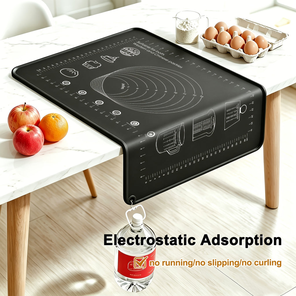 Extra-Thick Silicone Pastry Mat, Non-slip Silicone Baking Mat, Reusable Dough Rolling Mats with Measurements, Perfect for Baking, Pizza & Cake Dough, Odor-Free with Natural Dye, Silicone Mat for Dough, Baking Mat Extra Thick, Dough Mat