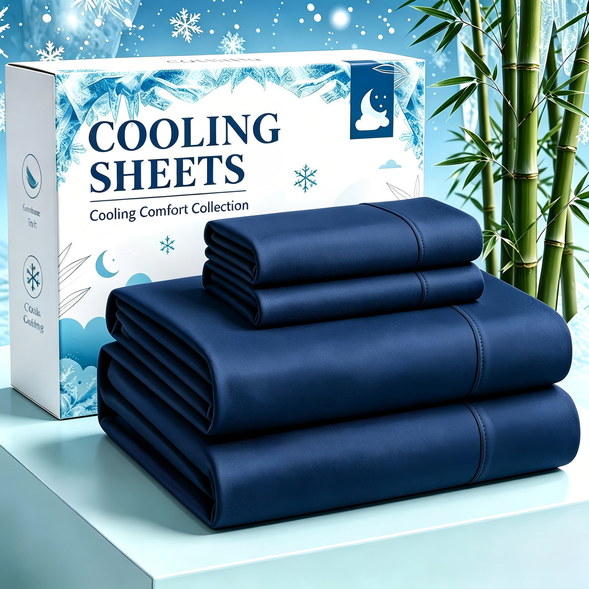 4-Piece Luxury Cooling Sheet Set - Breathable And Cooling Sheets - Hotel Luxury Sheet Set - Easy to Install And Secure - Soft, Wrinkle-Resistant Comfortable Sheets - Extra Deep Pocket Sheet Set - 4-Piece Set, Color Random