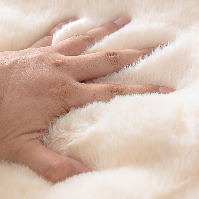 1pc Faux Rabbit Plush Sofa Cover, Winter Warm Thickened Plush Soft Sofa Cover, Pet Favorite, Dog Friendly Sofa Cover, Cushion Protection Cover, Anti Slip Sofa Furniture Protection Cover, Bedroom, Office, And Living Room Decoration Local Warehouse
