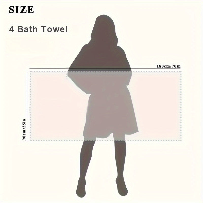 4pcs Oversized Bath Towel Set in Sleek Blue - Ultra Soft, Highly Absorbent, Quick-Dry Microfiber with Diamond Pattern - Includes 4 Bath Towels, and Matching Beach Chair Cover - Ideal for for Bathroom Hotels Gym, Valentine's Day Gift, Wash Cloths