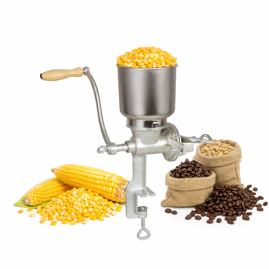 High Hopper Grain Mill Cast Iron Grain Grinder Manual Coffee Grinder Heavy Duty Food Mill With Shild And Clamp For Nuts Flour Corn And Wheat