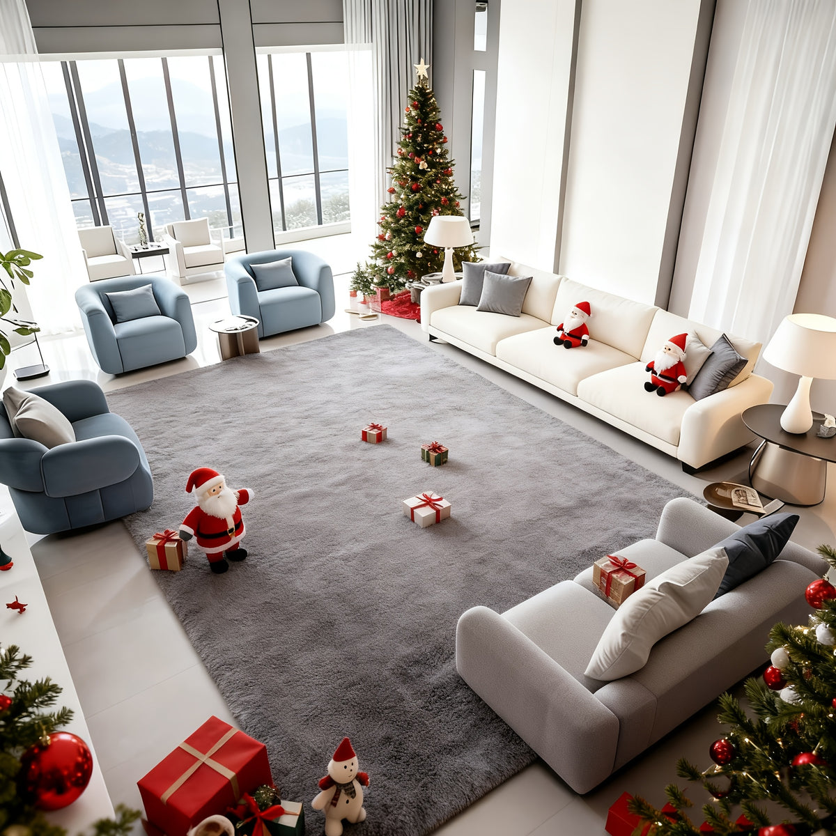 Fluffy Bedroom Carpet Shaggy Fuzzy Grey Soft Rugs for Bedroom Plush Rug Thick Area Rugs for Living Room Cute Room Decor