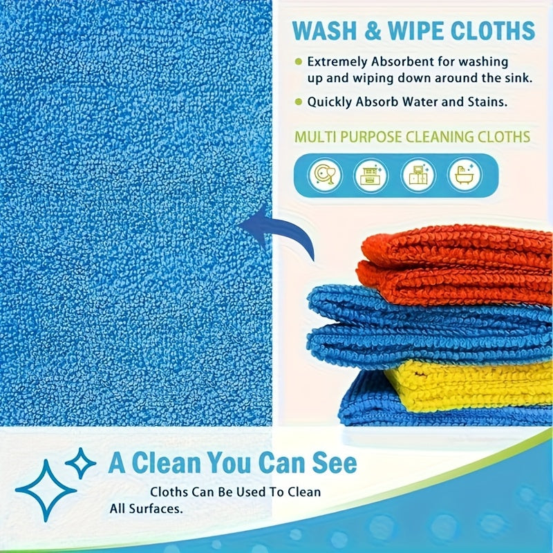 Microfiber Cleaning Cloths 20 Pack, Random Color Absorbent Dishwashing Towels and Household Rags for Kitchen Spills, Bathroom Wiping and Everyday Cleanup