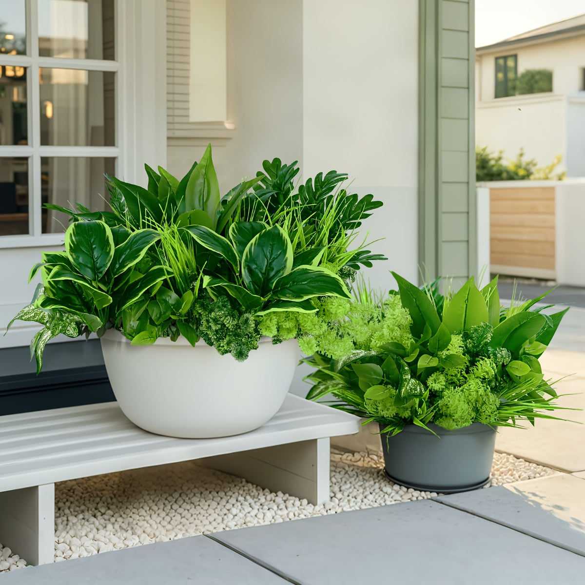 18 Pack UV Protected Artificial Boxwood Fake Stems, Outdoor Faux Plastic Greenery for Indoor Outdoor Hanging Garden Porch Window Box Home Wedding Farmhouse Decor - Christmas And Thanksgiving's Day Gifts Spring Decoration