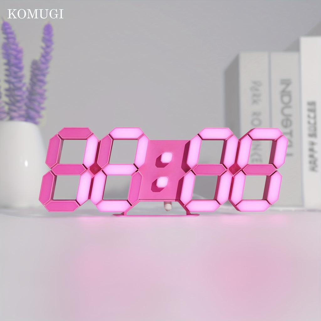 1pc  LED Clock for Room Decor, 9. 7" Digital Wall Clock Table Clock for Living Room, Modern Digital Alarm Clock for Bedroom, Aesthetic Bedside Desk Clock with Remote/Dimming/12/24H/Date/Temp, Gifts for Her, Christmas Valentine's Day New Year Gift