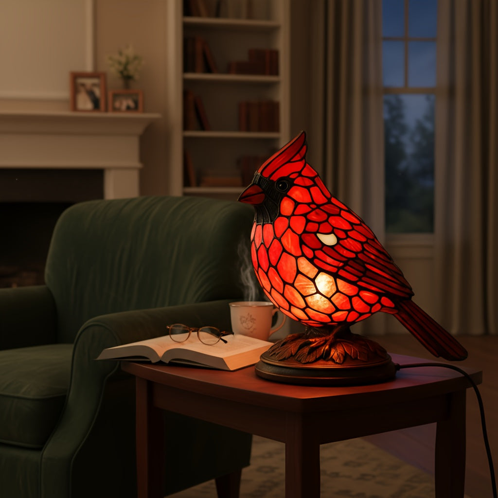 Red Cardinal Holiday Decorative Lights | Perfect for Bedrooms, Living Rooms, Study Areas, and Christmas Holiday Decorations, USB Powered, Geometric Pattern, Tabletop Mounting