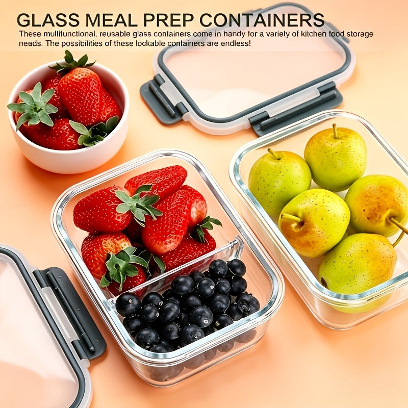 16pcs Airtight Glass Food Storage Containers, Outdoor Picnic, Lunch Box, Microwave, Oven Safe - Perfect For Salad, Fruit, Vegetables And Sandwiches, Lunch Box | Airtight Storage | Durable Glass, Food Storage Containers (8 Lids + 8 Containers)