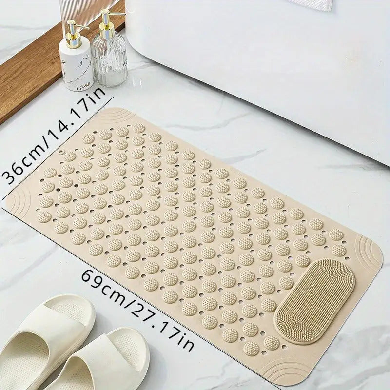 Non-Slip PVC Bath with Massage Buttons- Light& Multi-Color Polka Pattern, Rectangular Shower and Bathroom Safety, 0.35inch Thick, Durable PVC Material, Bath Accessories