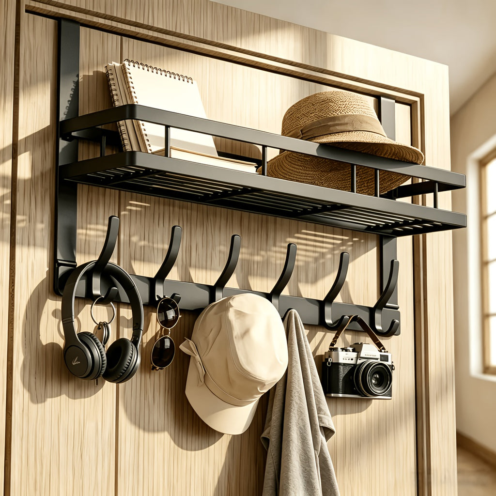 Wall-Mounted Coat Rack, Multifunctional Installation-Free Storage Rack
