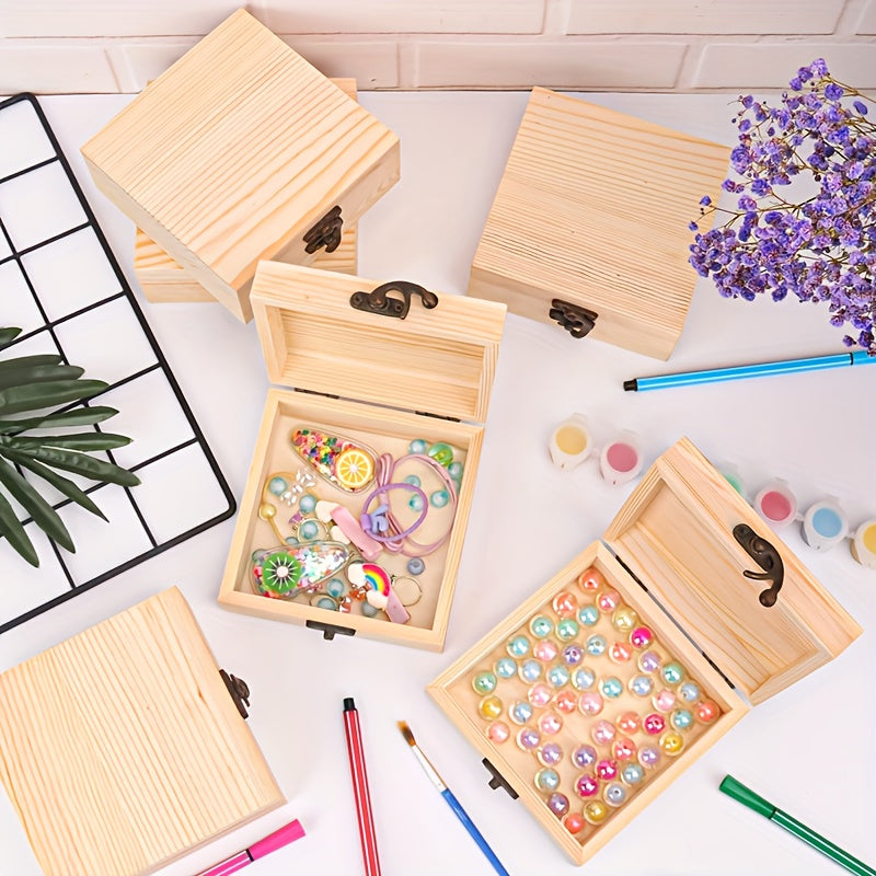 12 Pack Unfinished Wooden Boxes For Crafts, Party Favors For Birthday Parties, Treasure Chest With Lid And Clasp, Pirate Decorations, Christmas Gift Box