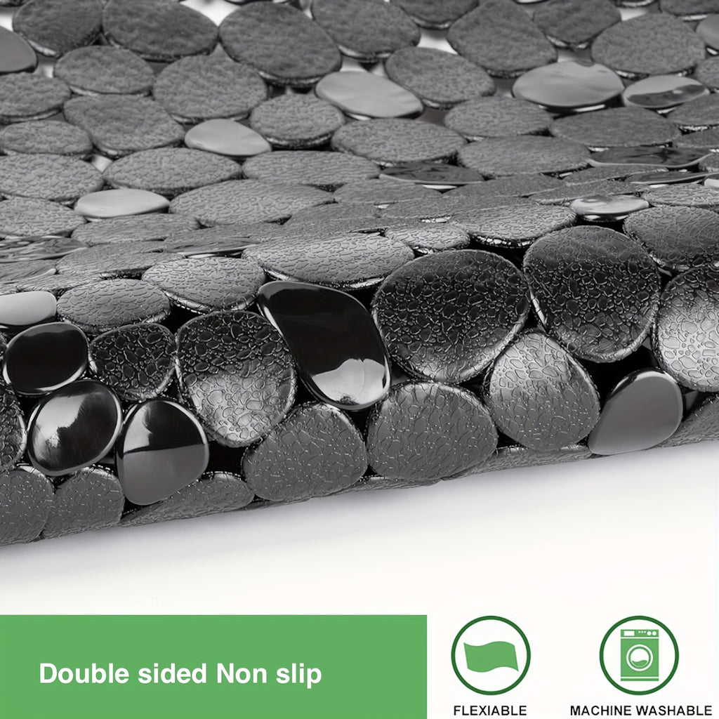 Bathtub Non-Slip Mat 13.8 X 26.8 Inches, Pebble Textured Strong Suction Cup Bath Mat, Double-Sided Anti-Slip Odorless Soft PVC Shower Mat, Small Tub Safety Anti-Fall Mat for Elderly Bathroom Renovation Labor Day Home Upgrade