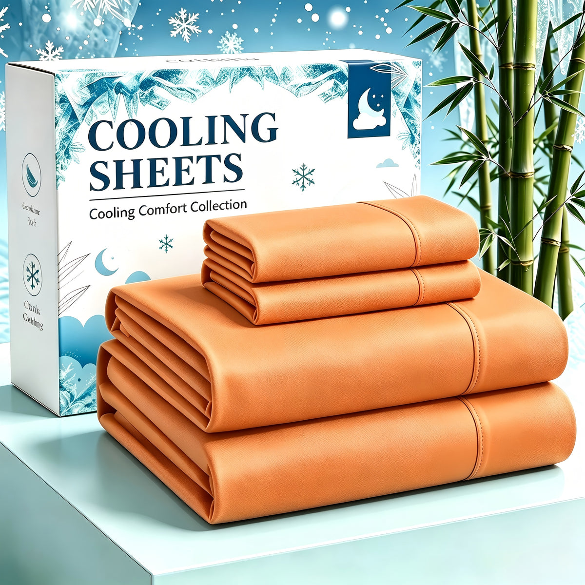 4-Piece Luxury Cooling Sheet Set - Breathable And Cooling Sheets - Hotel Luxury Sheet Set - Easy to Install And Secure - Soft, Wrinkle-Resistant Comfortable Sheets - Extra Deep Pocket Sheet Set - 4-Piece Set, Color Random