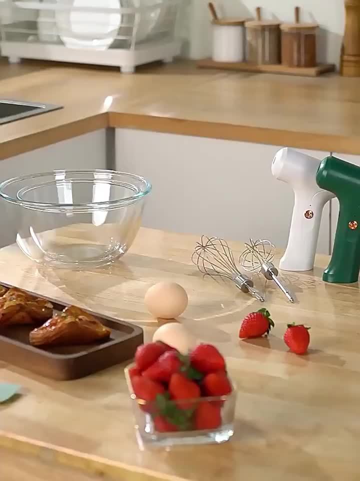 Hand Mixer | Household Cordless Electric Hand Mixer, USB Rechargeable, 304 Stainless Steel, With 2 Detachable Stir Whisks, 3 Speed Modes for Kitchen Baking