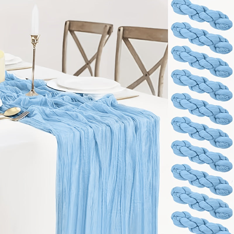 10pcs Pcs Cheesecloth Table Runner Suitable for Wedding Reception, -Edged Sheer Gauze Table Decor with -Edged Edges, Rectangular Runners for Boho Rustic Bridal Shower, Birthday Party, Graduation, Outdoor Events - Multi-Color