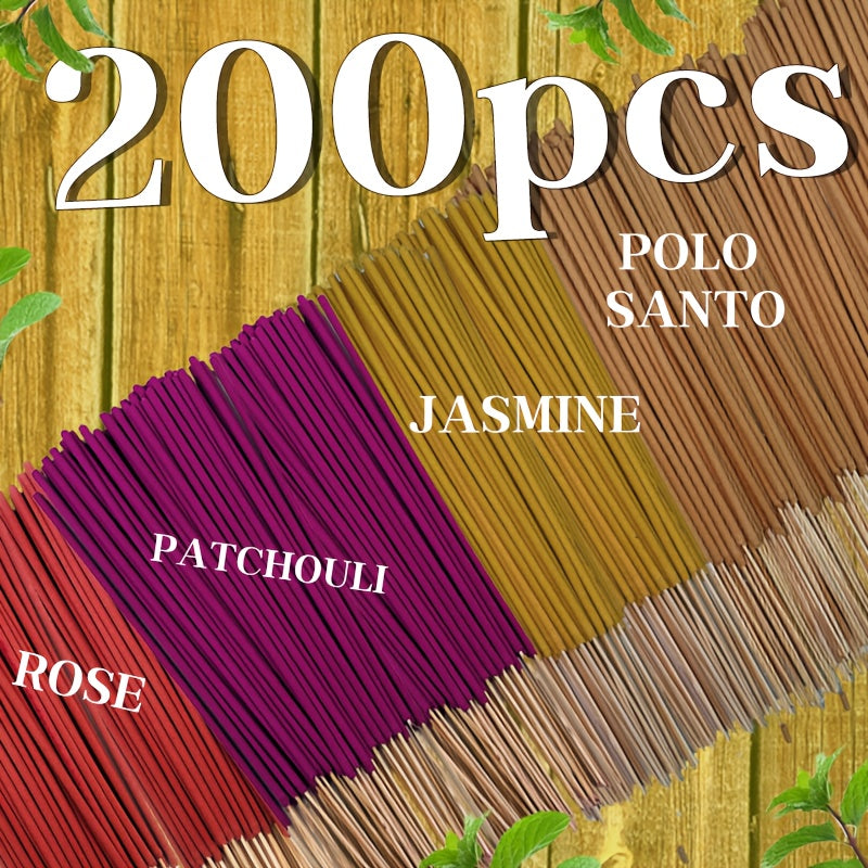4 Sets Of 200 Aroma Sticks - Including Jasmine, Rose, Patchouli, And Sacred Wood Scents - Suitable For Purification, Yoga Meditation, And High-concentration, Long-lasting Fragrance; A Great Gift For Friends And Family.