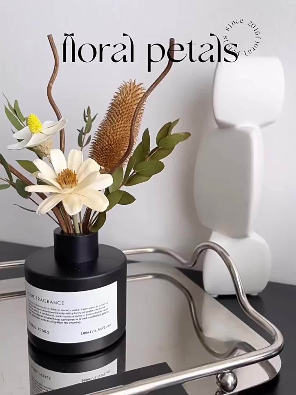 KBHOMFRA Real Flower Reed Diffuser 3.38 Oz(100ml) Jasmine Tea Home Fragrance Scent Essential Oil Diffuser With Sticks Aroma Home Christmas Decor For Air Fresheners Bathroom