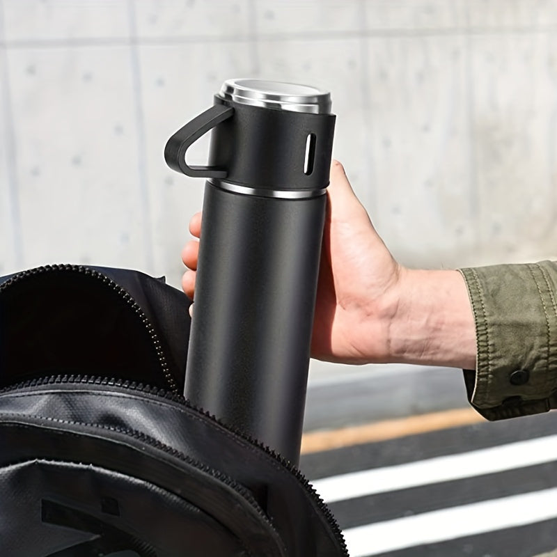 1 hot water bottle, metal vacuum cup, portable coffee cup and hot water bottle combination, suitable for RV and outdoor exploration, gift thermos, cup