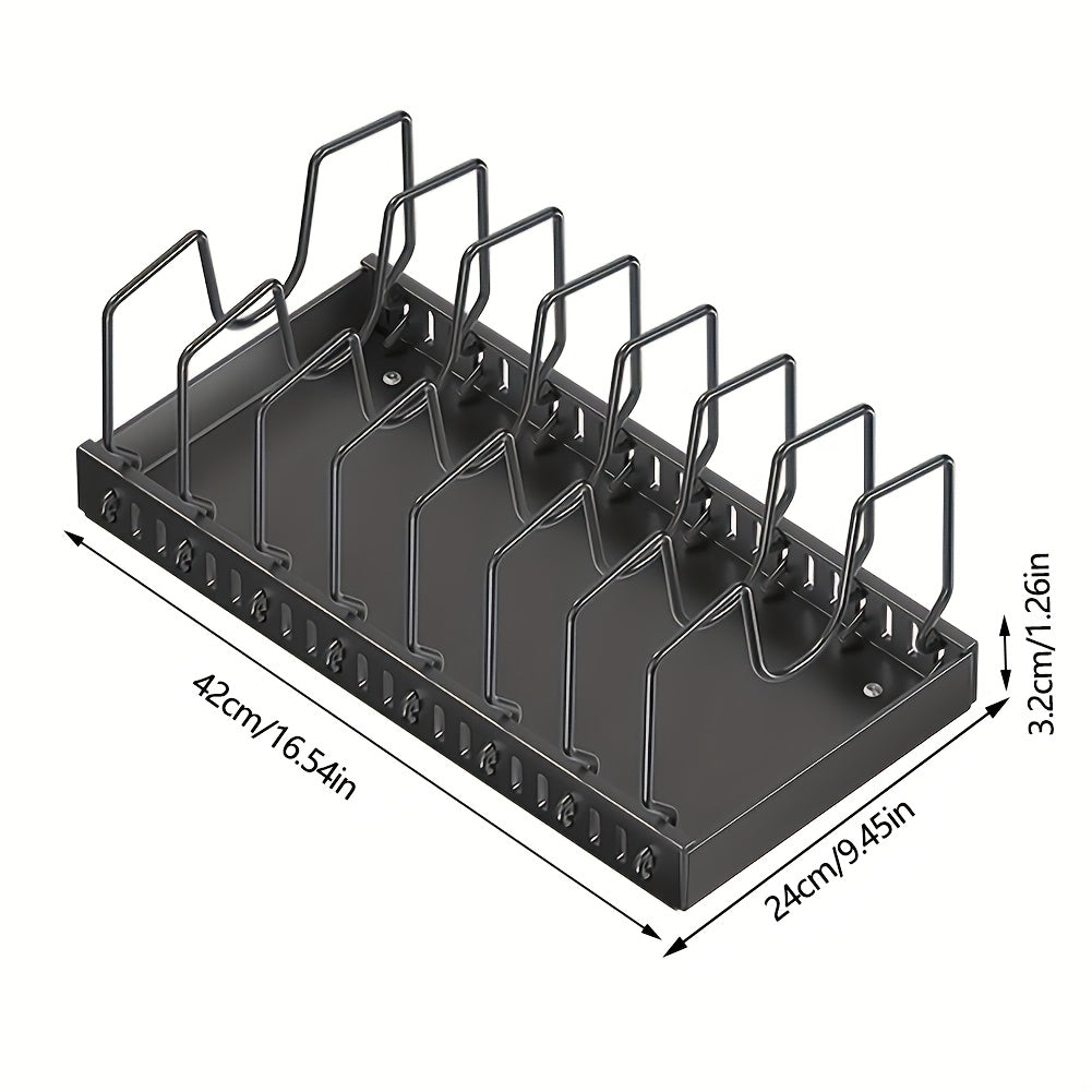 [Kitchen Accessories] 1/2Pcs Cabinet Pull-Out Pot Rack, A Sliding Pot Lid Holder And Flat Pan Holder For The Kitchen, A Sliding Storage Box Within The Cabinet, Suitable For Storing Pot Lids, Baking Utensils, And Plates. 8/16 Adjustable Dividers. Kitchen A