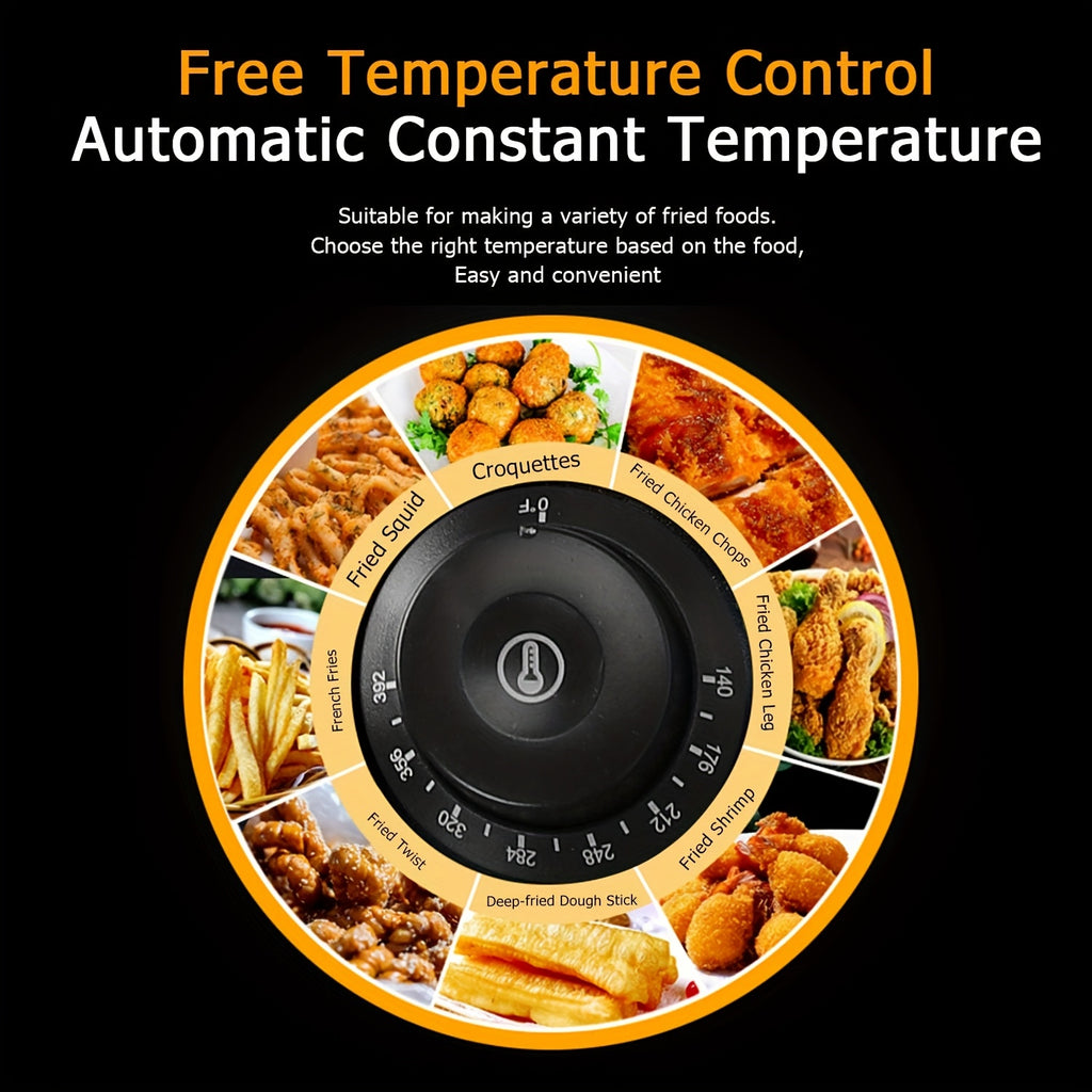Stainless Steel Electric Deep Fryer with 2 Baskets And Lids, Adjustable Temperature Control, US Plug - Outdoor/Indoor Use for French Fries, Chicken, Donuts, Commercial & Home Kitchens, Deep Fryer Basket