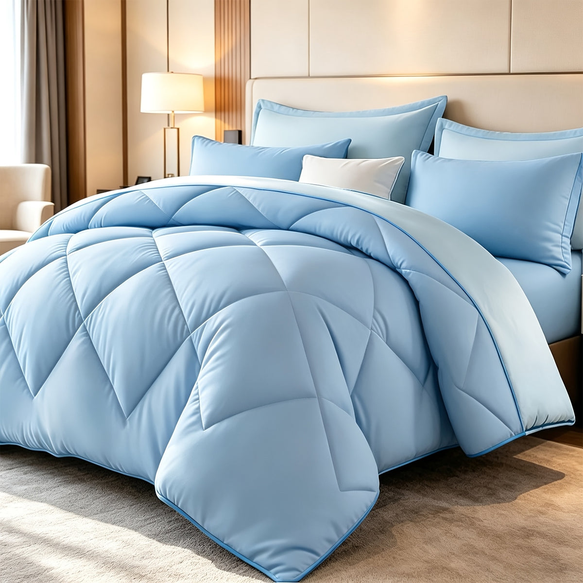 2/3pcs Solid Color Diamond Pattern Large And Extra-Large Bed Set Soft Comfortable And Lightweight Fabric Breathable Quilt Easy to Care Equipped with Quilts And Pillowcases Luxurious Quality And Ideal Gift, Random Color