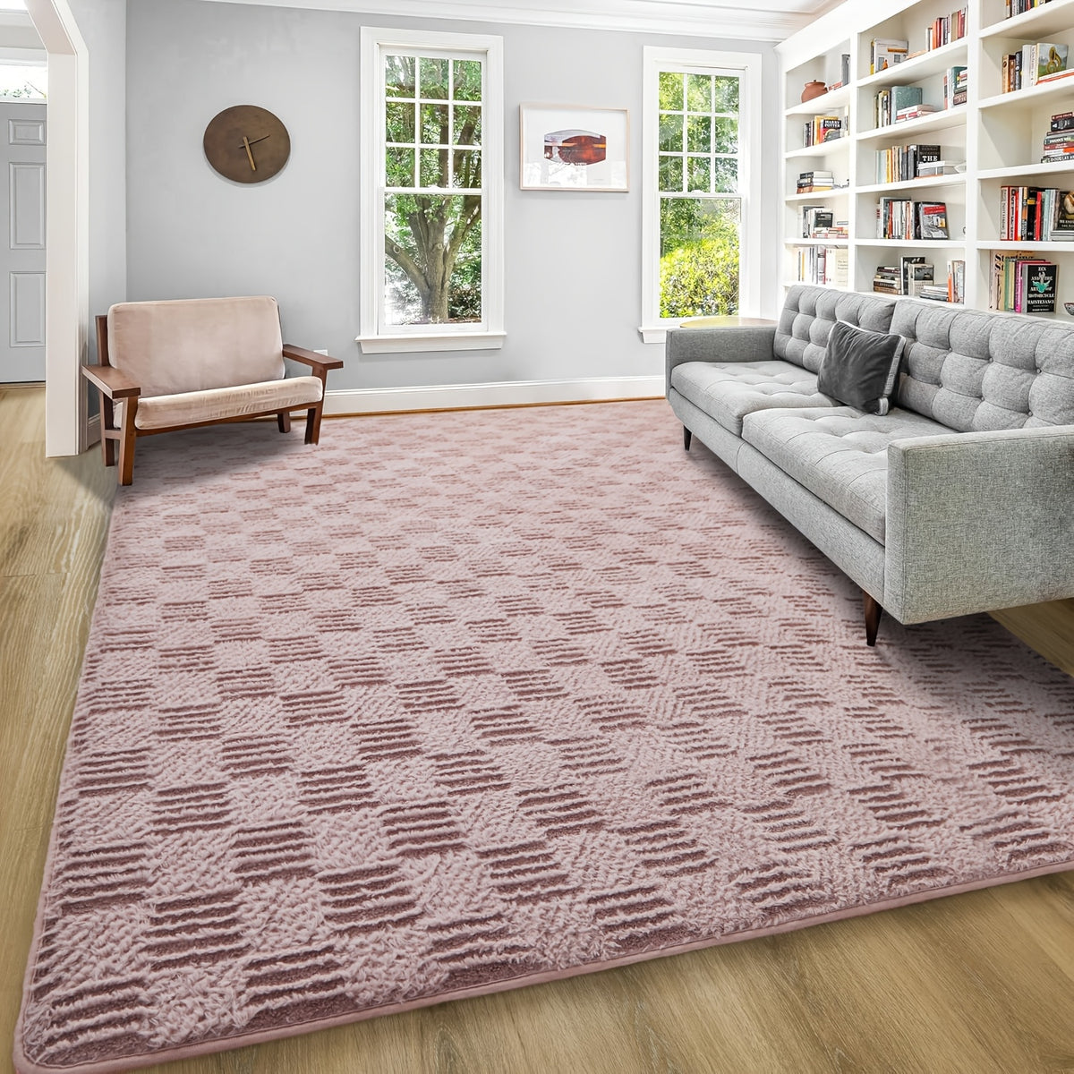 1pc Luxurious Rectangular Shaggy Plush Carpet Rug - Soft, Fluffy, Tie-dyed, Solid, Dark-colored, Non-slip, Machine Washable - Perfect for Living Room Sofa, bed Room, Home High-end Decorative, Easy to Clean, Long-lasting, and Versatile